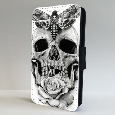 Skull Rose Tattoo Sketch Art Flip Phone Case Cover For Iphone