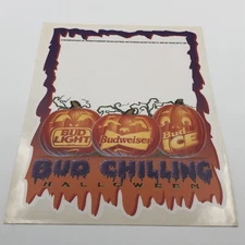 Vintage 1995 Budweiser Busch Bud Chilling Halloween Pumpkin Window Decal