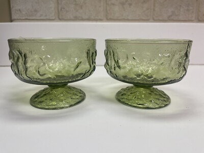 Anchor Hocking Milano Green Champagne/Tall Sherbet-Set of Two (2)