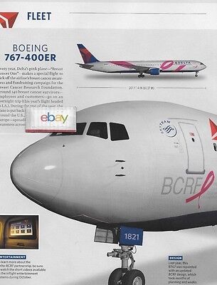 Delta Air Lines 16 Boeing 767 400 Er Breast Cancer One 2 Pg Article Drawing Ebay