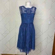 BHLDN Hitherto Celia Lace Dress in Blue Bridesmaid Size US 6 *Missing Belt