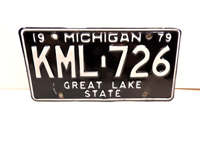 MICHIGAN 1979 LICENSE PLATE # KML-726 LEBARON FORD CROWN STATION WAGON MUSTANG