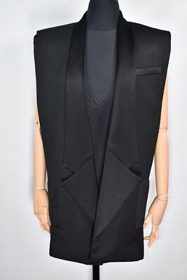 BALMAIN x H&M Wool Tuxedo Blazer Vest Waistcoat Black size 40