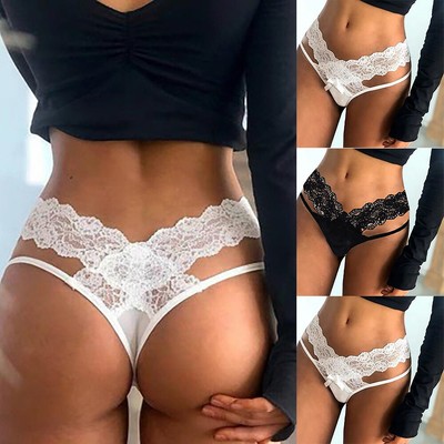 2/3/4er Damen Panty Spitze Tanga Unterwäsche Erotik Spitzenslip Pants Strings DE