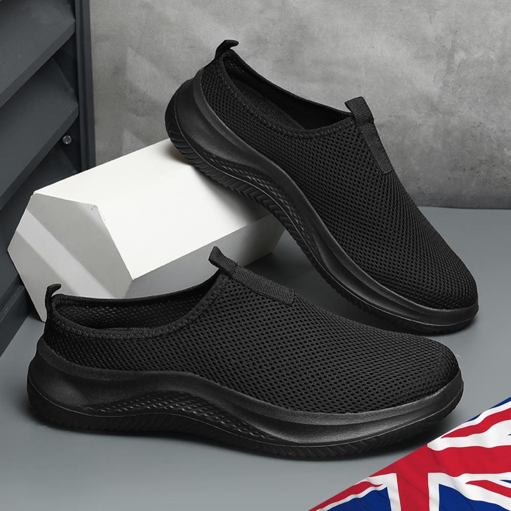 SAOLA Mezze Ciabatte Uomo Rete Traspirante Antiscivolo Suola Morbida Scarpe da Passeggio Piatte (Nero 46)