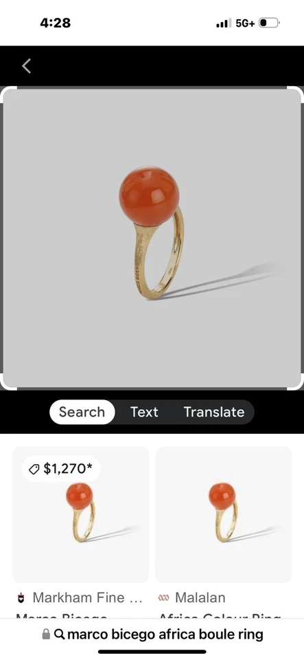 MARCO BICEGO AFRICA BOULE COLLECTION 18K YELLOW GOLD RING Sz 6 - Imagem 4 de 4