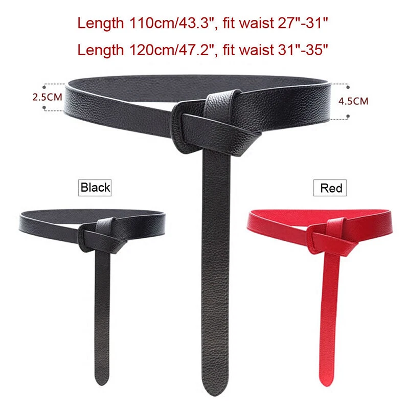 Women Genuine Leather Belt Wrap Around Self Tie Sash Obi Waist Cinch Dress Decor - Image 4 of 4