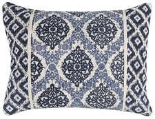 Blue And Ivory Damask Queen Quilt