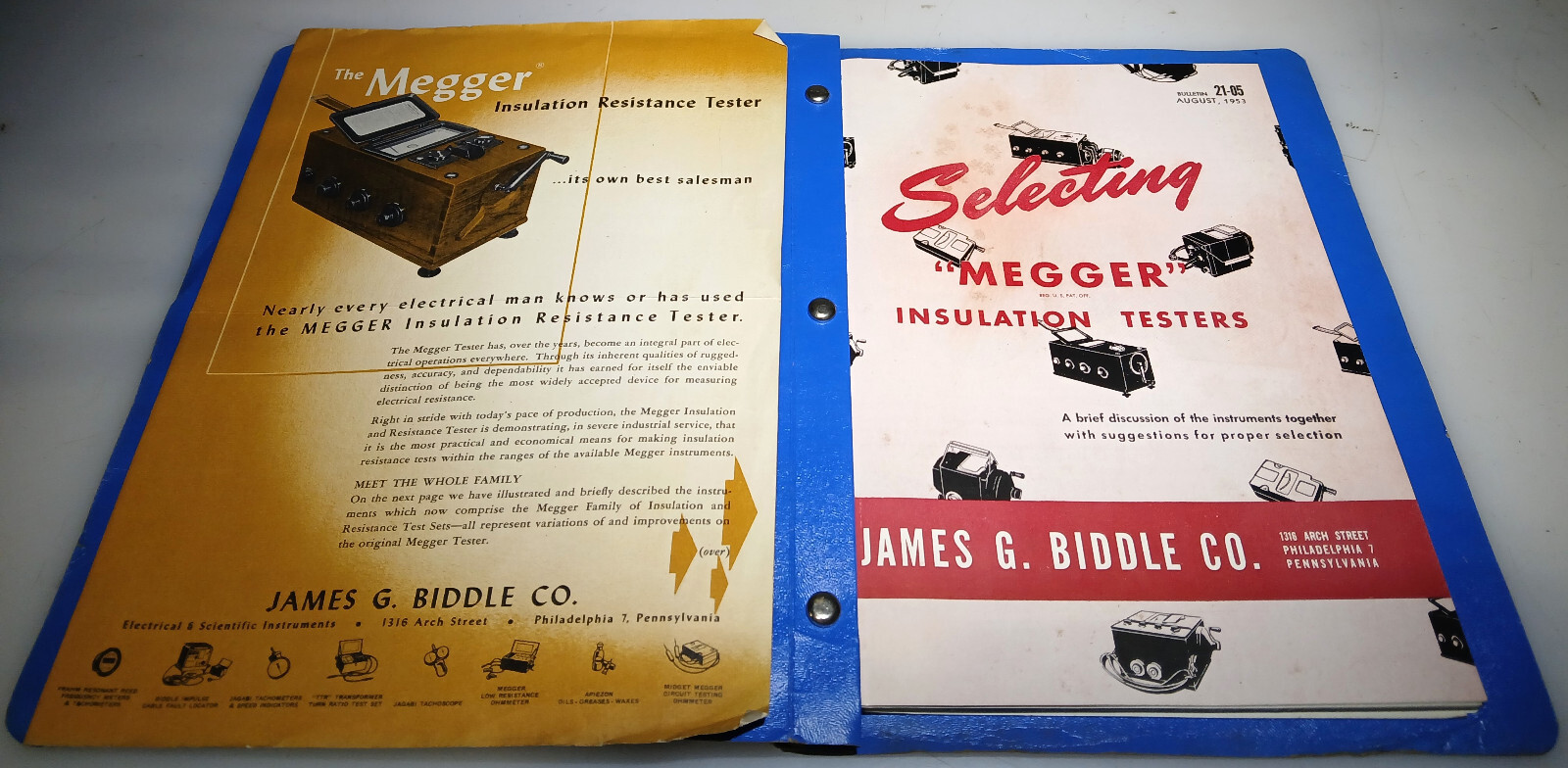 Assorted Bulletins - James G. Biddle Co. Selecting "Megger" Insulation Testers