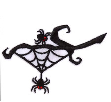 BLACK SPIDER with RED EYES - SPOOKY HALLOWEEN - Embroidered Iron-On/Sew-On Patch