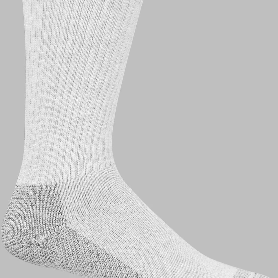 Meias masculinas Fruit of the Loom Everyday Work Crew - Cinza, tamanho 10-13, pacote com 10 - Imagem 2 de 3