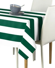 Forest & White Cabana Stripe Signature Tablecloths Assorted Sizes