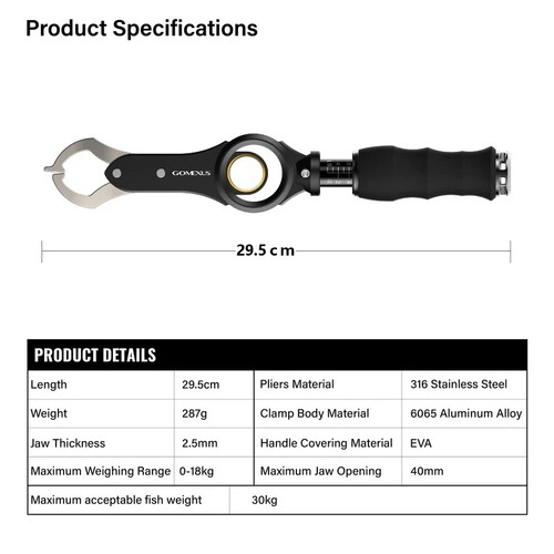 Gomexus Aluminum Fishing Clamp Lip Grip Plier Fishing Tool Equipment Smoke Red - Picture 2 of 7