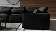 Borios 3C1 Black Velvet Corner Sofa -5 Seater - Free Delivery UK
