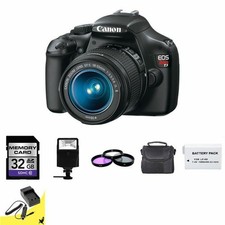 Canon EOS Rebel T3 Digital SLR w/ 18-55mm IS II Lens  2 Batteries  Flash 