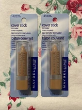 2~Maybelline 145 Deep Beige Waterproof Cover Stick Corrector Concealer .16oz