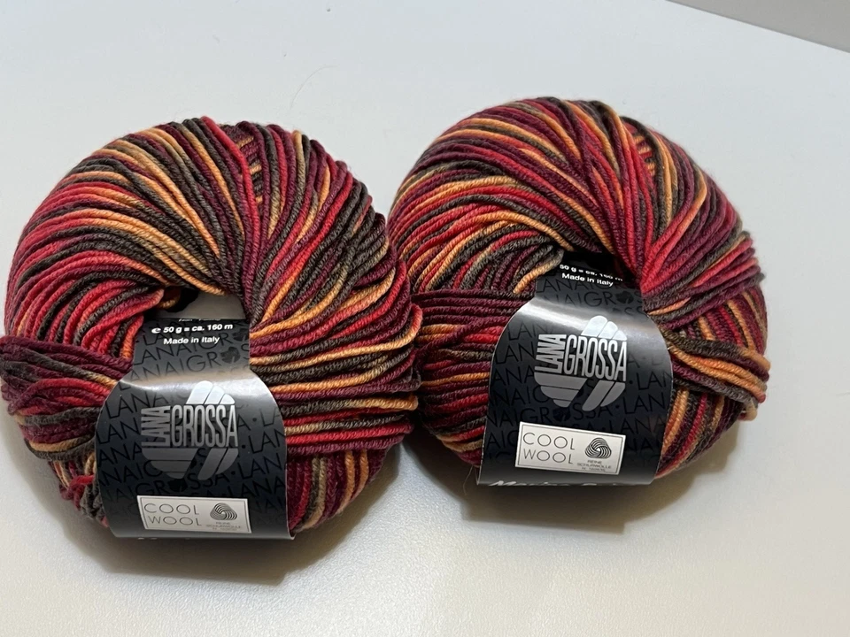 Lana Grossa COOL WOOL MERINO PRINT SUPERFINE 100% Wool 50gr ea. Set of 2 #746 - Image 2 of 4