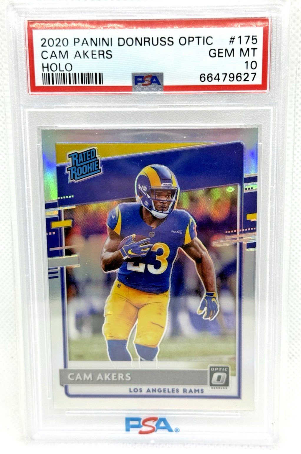 Cam Akers 2020 Donruss Optic 175 Rated Rookie Card Holo Silver Prizm PSA 10 RAMS