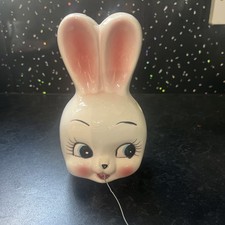 Vintage Kitsch Rare Ceramic Bunny Head String And Scissor Holder 1950s/60s