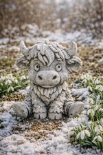 Gartenfigur Highland Kuh Kühe aus Steinguss Frostfest Gartendeko Dekoration