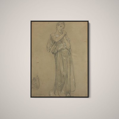 Young Girl in Drapery and a Group of Figures, Study for First Jewels - Art Print
