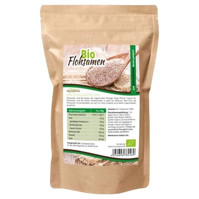 Mynatura Bio GANZE Flohsamen 99% Reinheit,  1000g Beutel Ballaststoffe Vegan - Bild 1 von 4