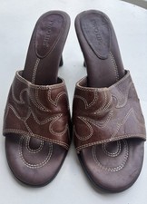VINTAGE Y2K TWO LIPS LEATHER MULES WITH WESTERN STYLE DESIGN SIZE 9