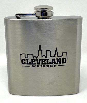 Whiskey Flask 6oz Stainless Steel Cleveland Whiskey Logo Limited Edition