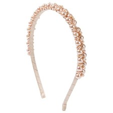 Qiansail Pearl Headband Wedding Pearl FlowerHead Band Non-Slip Hair Hoop Coffee