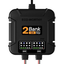 ECO-Worthy 2 Bank Marine Battery Charger 5X2, 12V 10A 5A/Bank Black