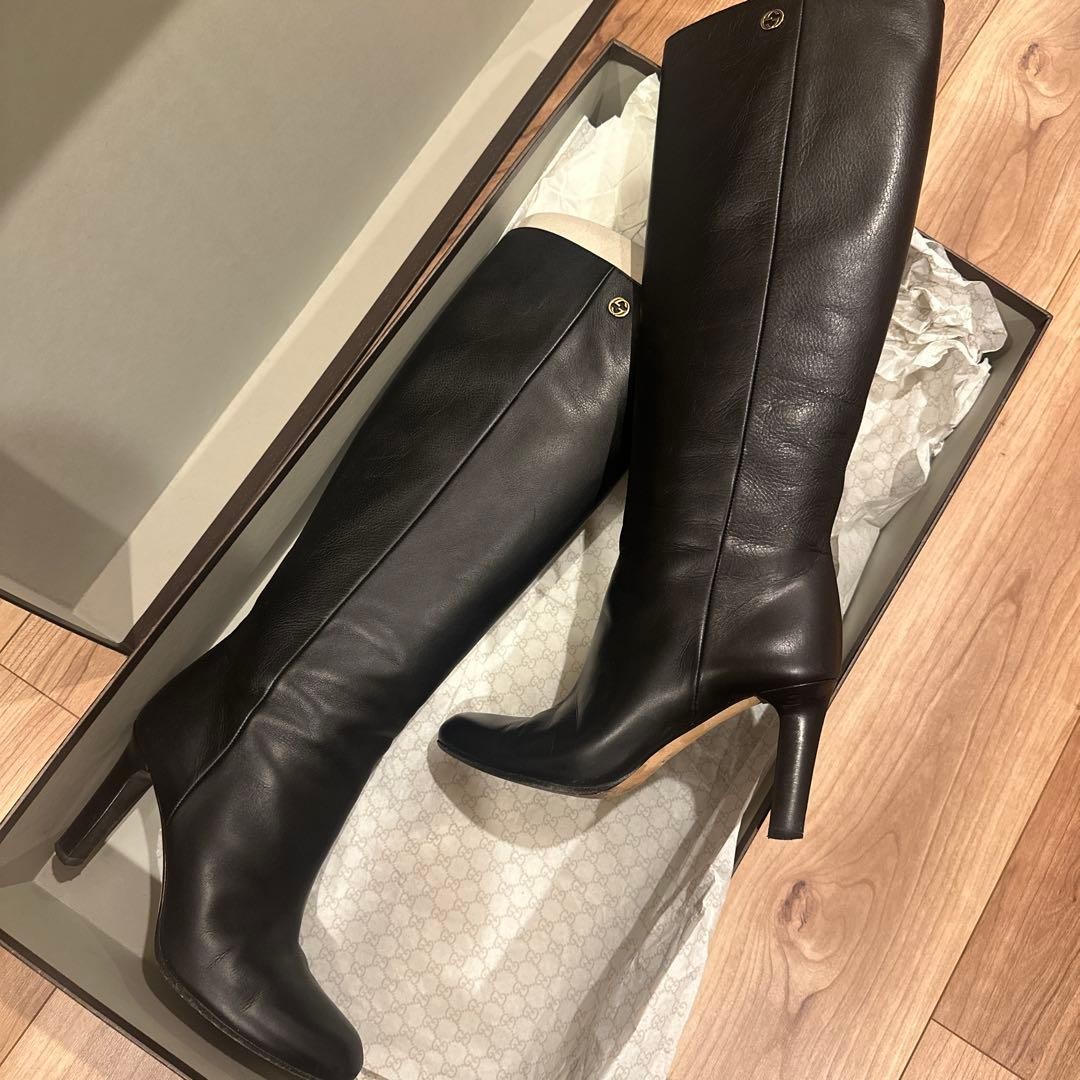 GUCCI Boots Heel Interlocking Leather Black EU36/US6 116440c thumbnail 7