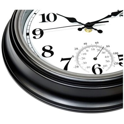 Silent Non-Ticking Outdoor Clock with Temperature