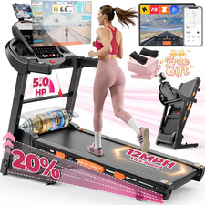 Folding Treadmill 12Mph Speed, 400 Lb Capacity, 105 Preset Program Electric