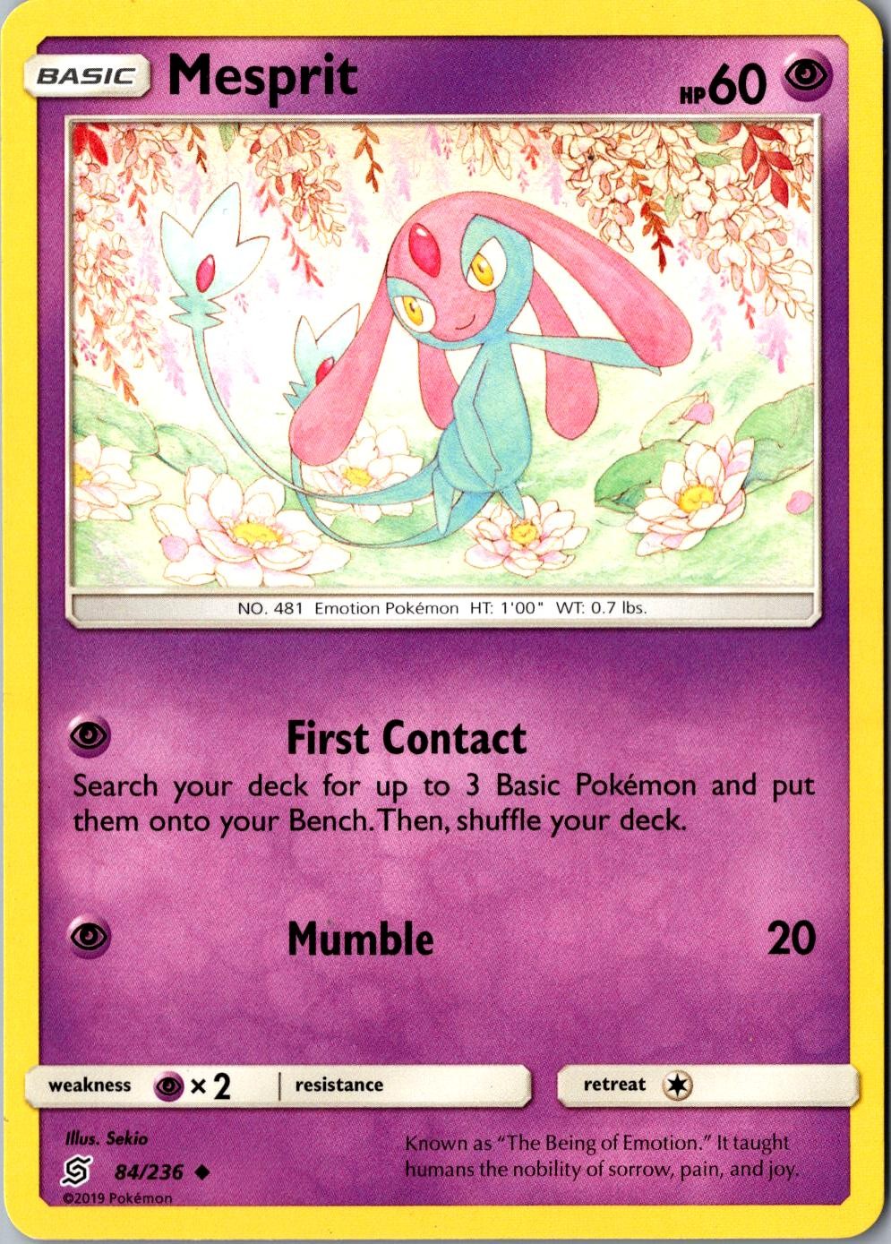 Mesprit 84/236 Uncommon SM Unified Minds LP Pokemon Card