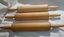 Lot of 3 Wooden Rolling Pins w/ Handles Vintage Farmhouse Kitchen Decor Foley