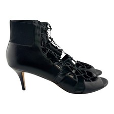 JIMMY CHOO Myrtle 65 Black Nappa Leather Lace up Sandals Heels 39