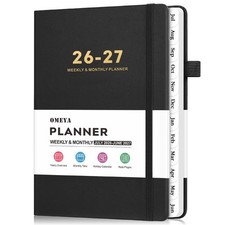 Leather Academic Planner 2026-2027: A5 Black Business Weekly  Monthly Planner f