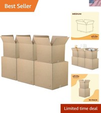 Moving Boxes 10-Pack Medium 18x14x12 inch Brown/Kraft Corrugated Cardboard ...