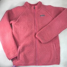 Columbia Coral Pink Fuzzy Fleece Jacket XL Full Zip Girls Outdoor, Cozy READ