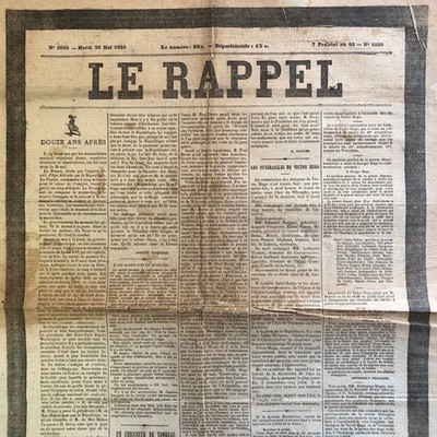 Journal LE RECALLED 26 May 1885 # Les funérailles de VICTOR HUGO # Twelve years later