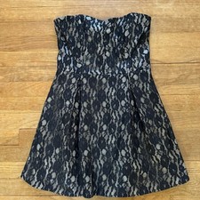 Blanco black lace strapless a-line mini dress sweetheart neckline medium M b10