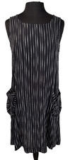 NEW Artist Midi Sleeveless Dress Women's Size S Black Pinstripe Slouch Pocket
