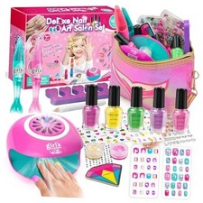 Kids Nail Polish Set for Girls, Girls Nail Kit Ages 7-12 with Nail Dryer,