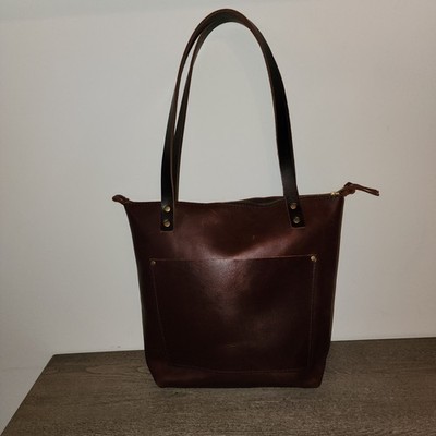 Portland Leather Goods S Zip Tote Brown Full Grain Leather Quiet Luxury