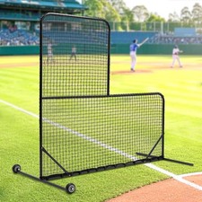 L-Shaped Baseball Ne Batting Cages, Baseball Pitching Net Wheels 84''H x 84''W