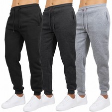 3-Pack Mens Slim Fit Classic Fleece Workout Athletic Jogger Sweatpants S-2XL