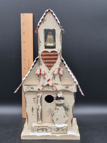 Distressed Wooden & Metal Decorative Church Style Birdhouse