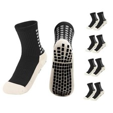 4 Pairs Youth Grip Soccer Socks Grip Socks Kids Boys Girls One Size Black