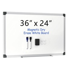 36" x 24" Magnetic Whiteboard for Wall, Dry Erase Board with Silver Aluminum