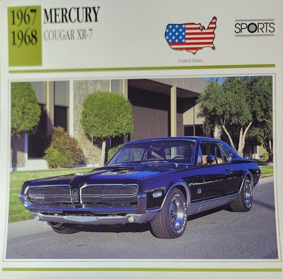 #ad Mercury Cougar Car Picture Info Spec Collector Card Vintage Retro Decor NOS $3.49